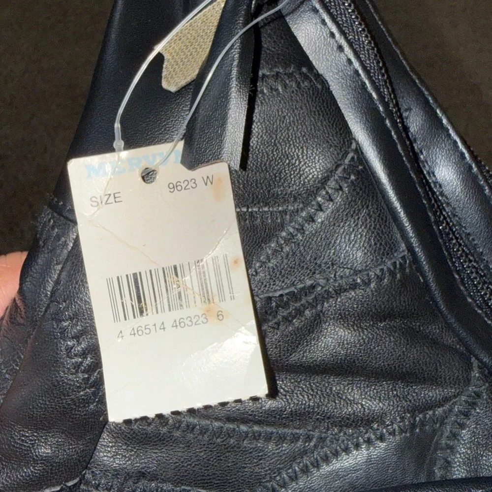 Vintage deadstock Black Leather Patchwork Shoulder Bag boho Crossbody‎ Bag